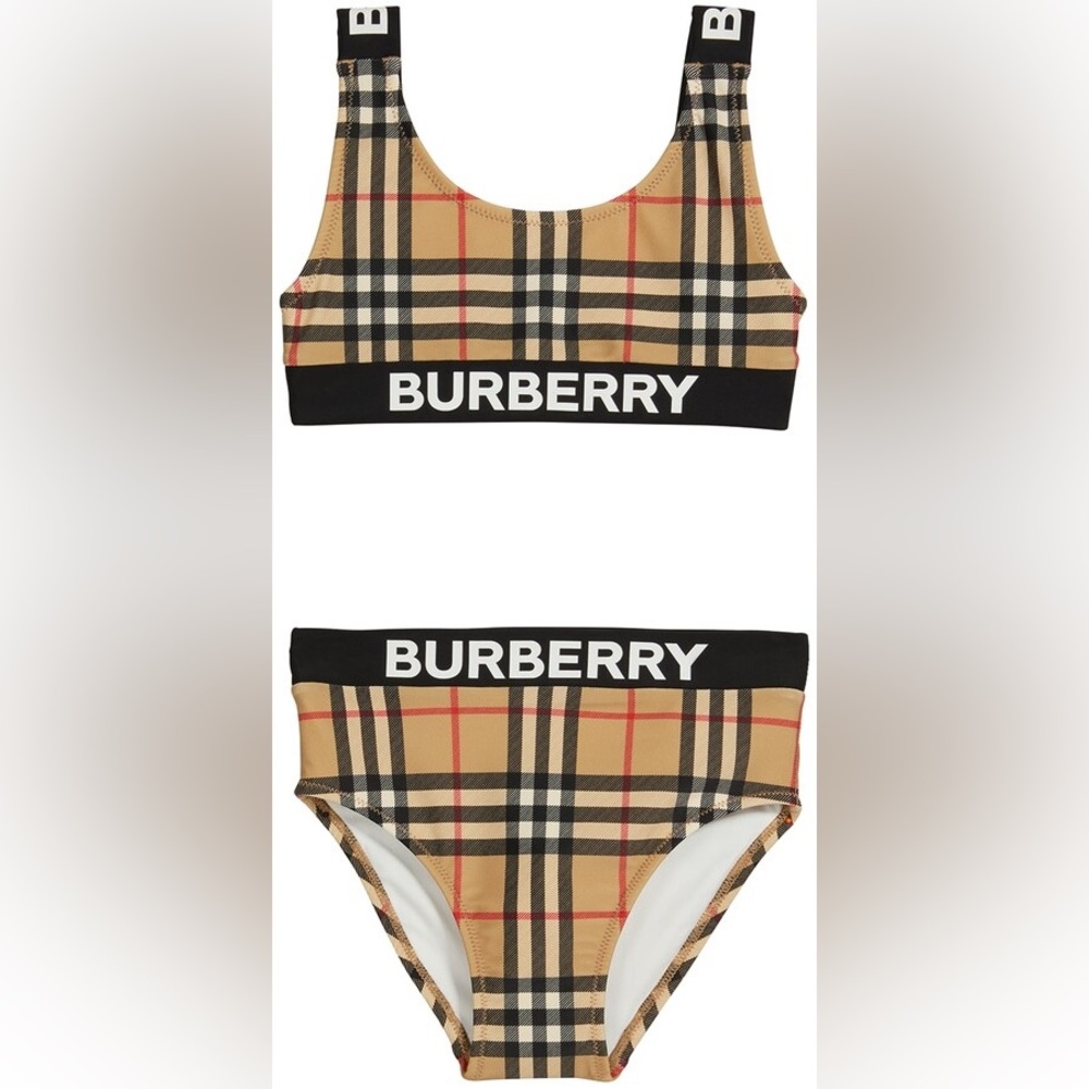 Burberry toddler two piece bathing suit, size 4, like new!